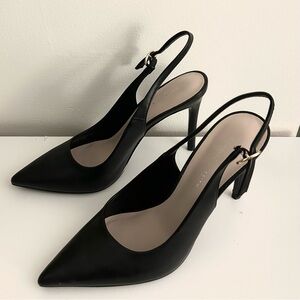 CHARLES AND KEITH - NEW Black Slingback Stiletto Heels